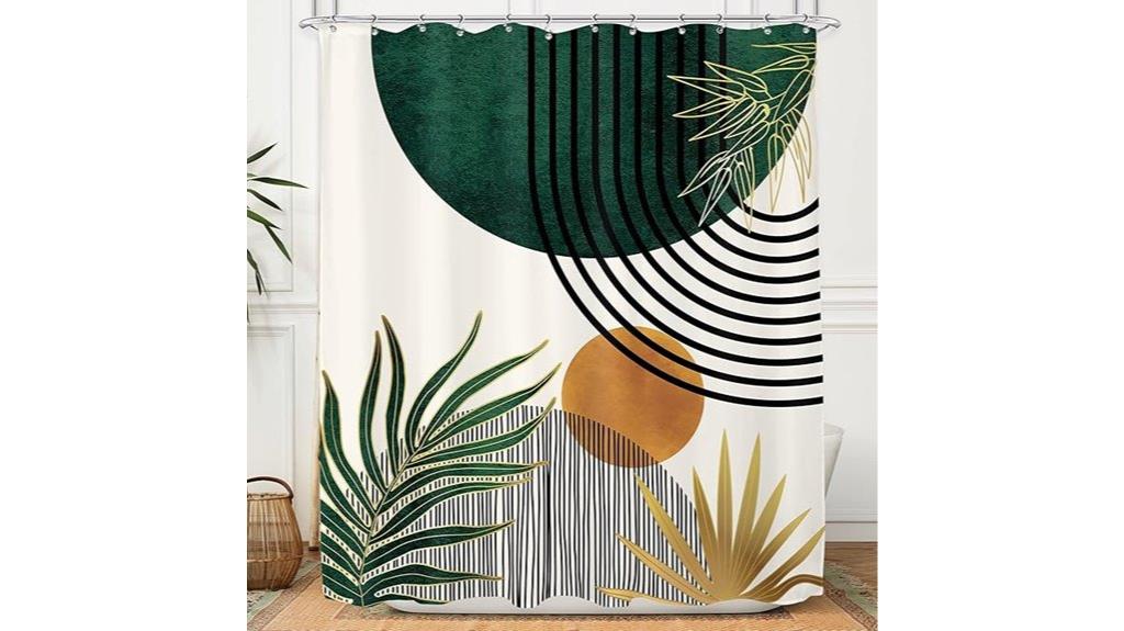 mid century boho shower curtain