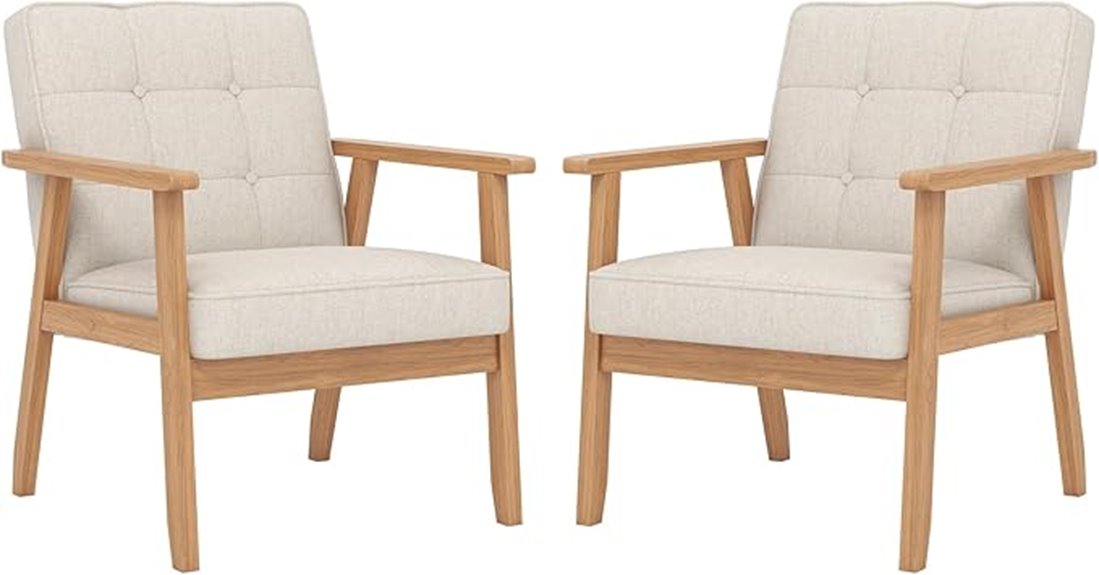 mid century linen accent chairs