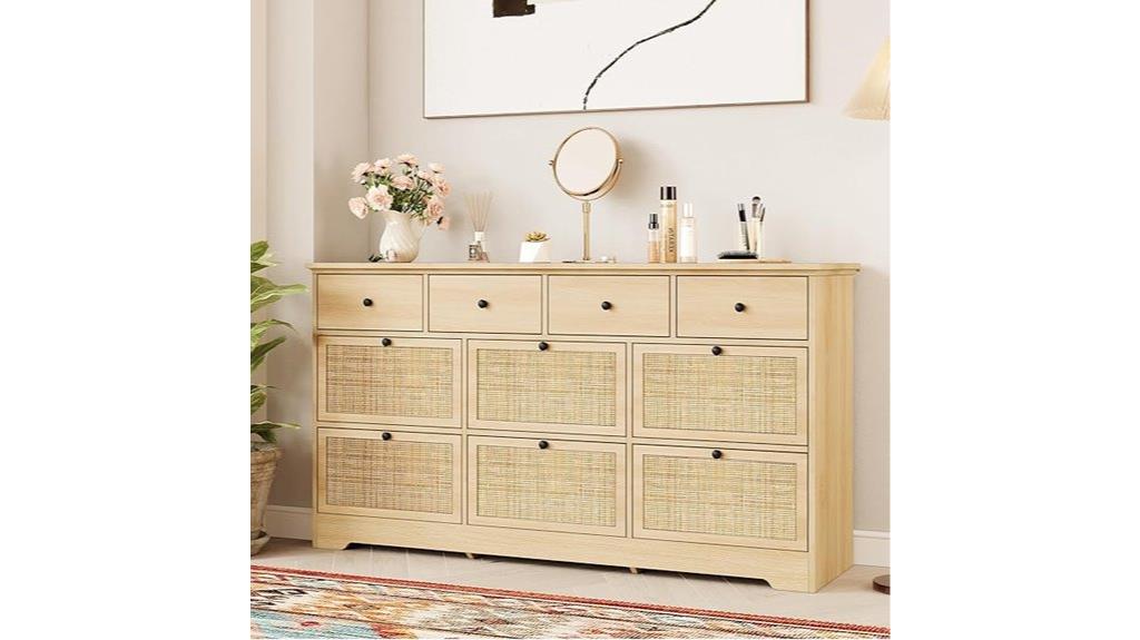 mid century rattan dresser