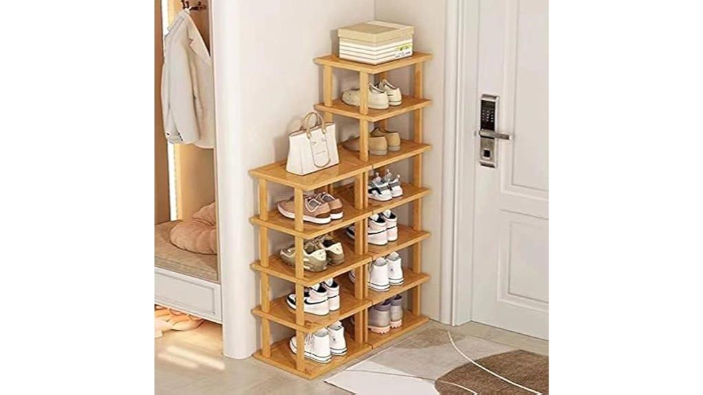 multi level bamboo shoe rack