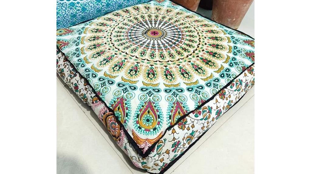 mustard square boho cushion