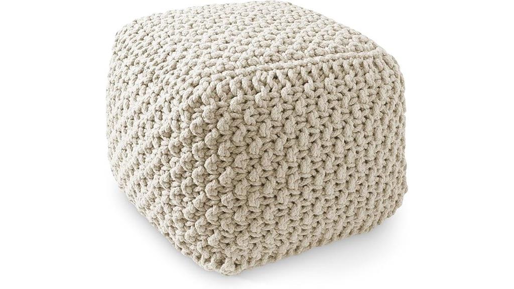 natural square pouf