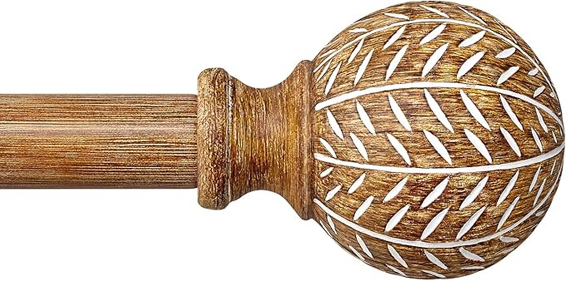 natural wood window rods