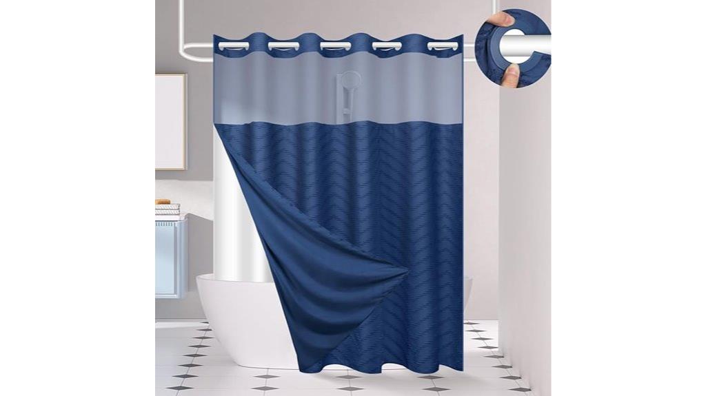 navy chevron shower set