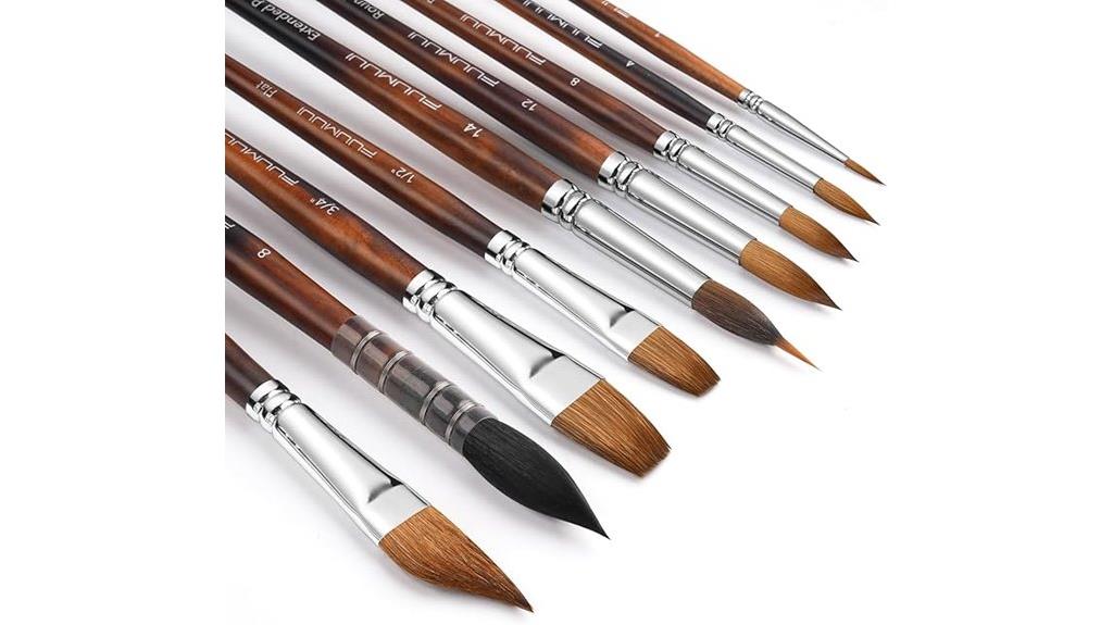 nine piece watercolor brush set