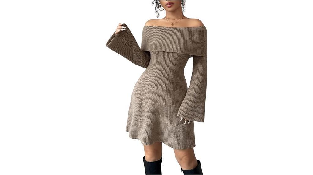 off shoulder bell sleeve dress