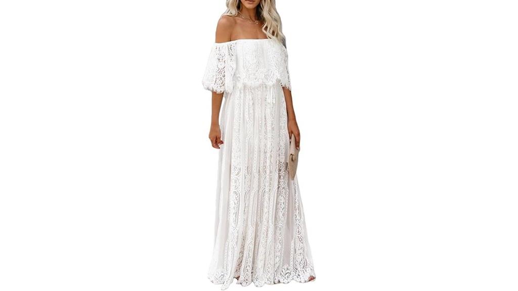 off shoulder floral maxi