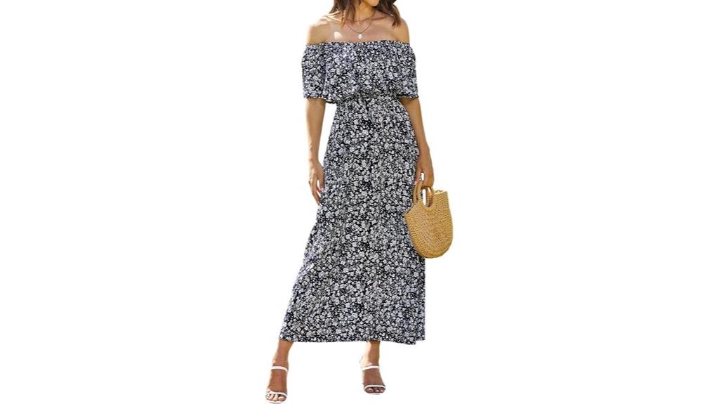 off shoulder floral maxi dress