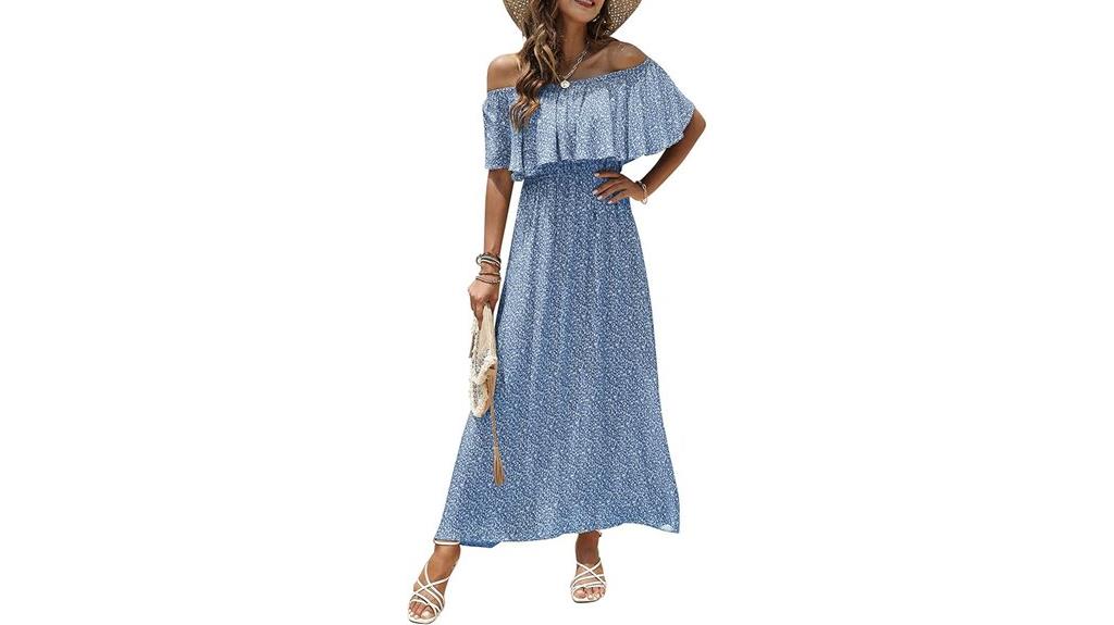 off shoulder floral maxi dress