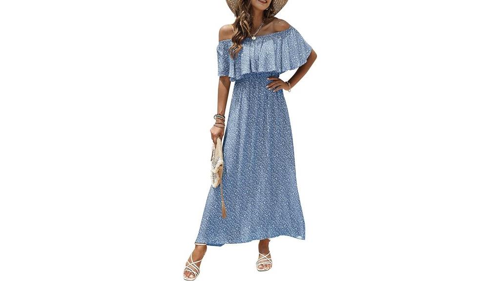 off shoulder floral maxi dress