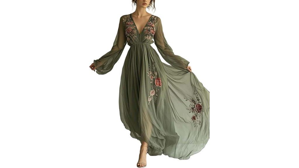 olive green floral maxi