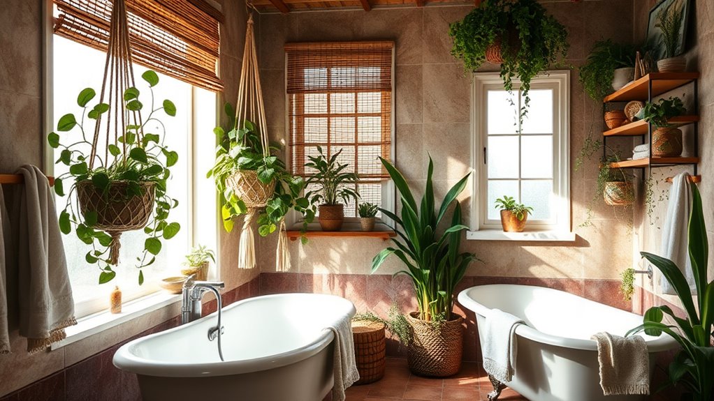 organic bathroom plant arrangement