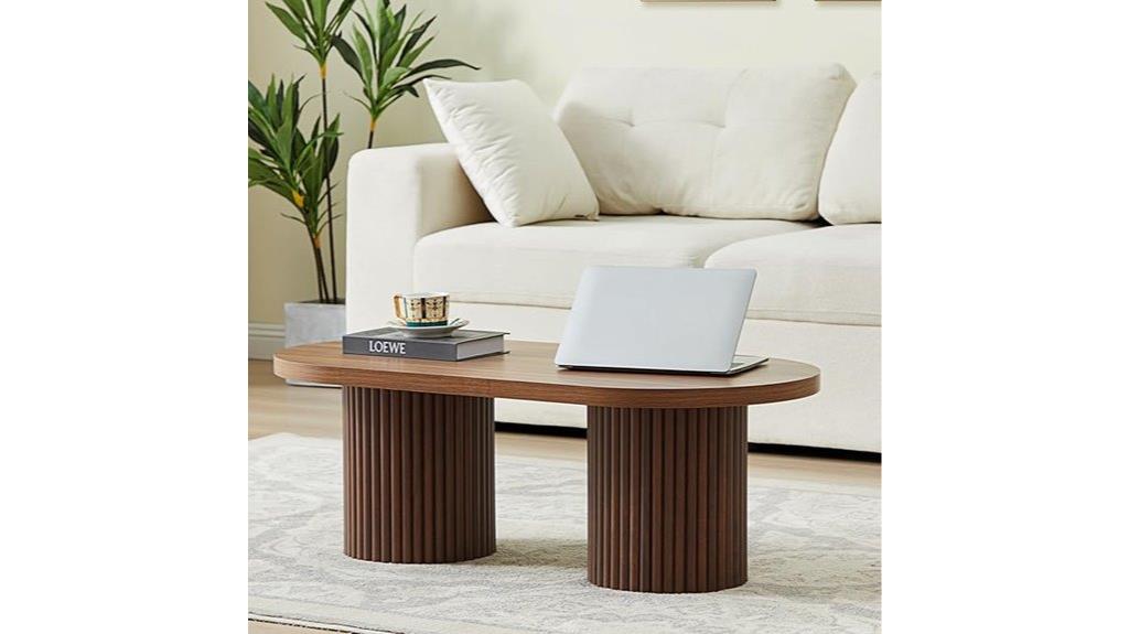 oval fluted farmhouse coffee table