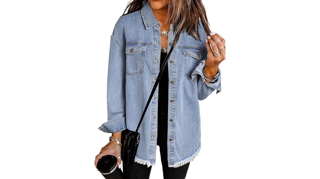 oversized denim shacket with pockets