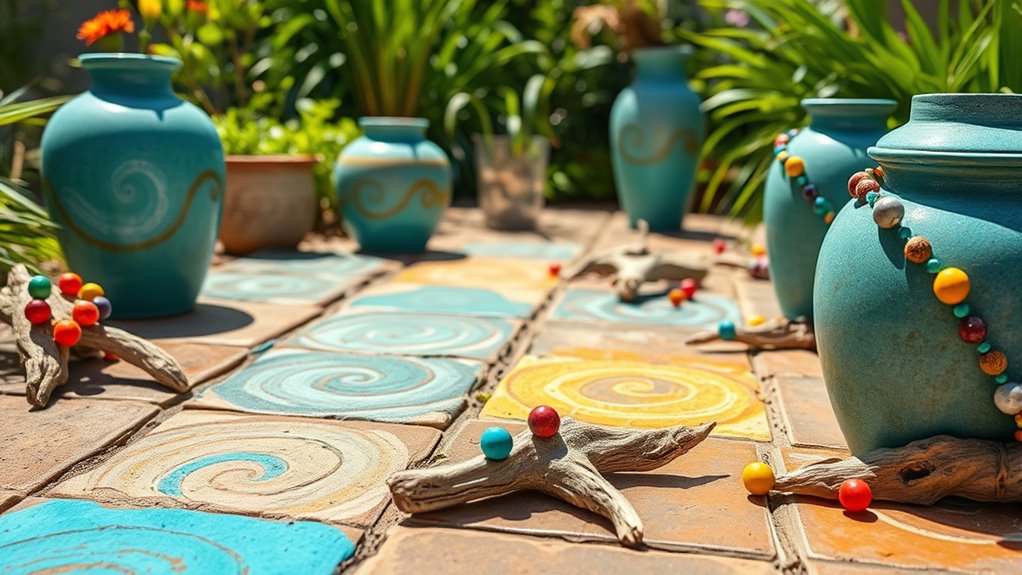 painted pavers with decorative accents