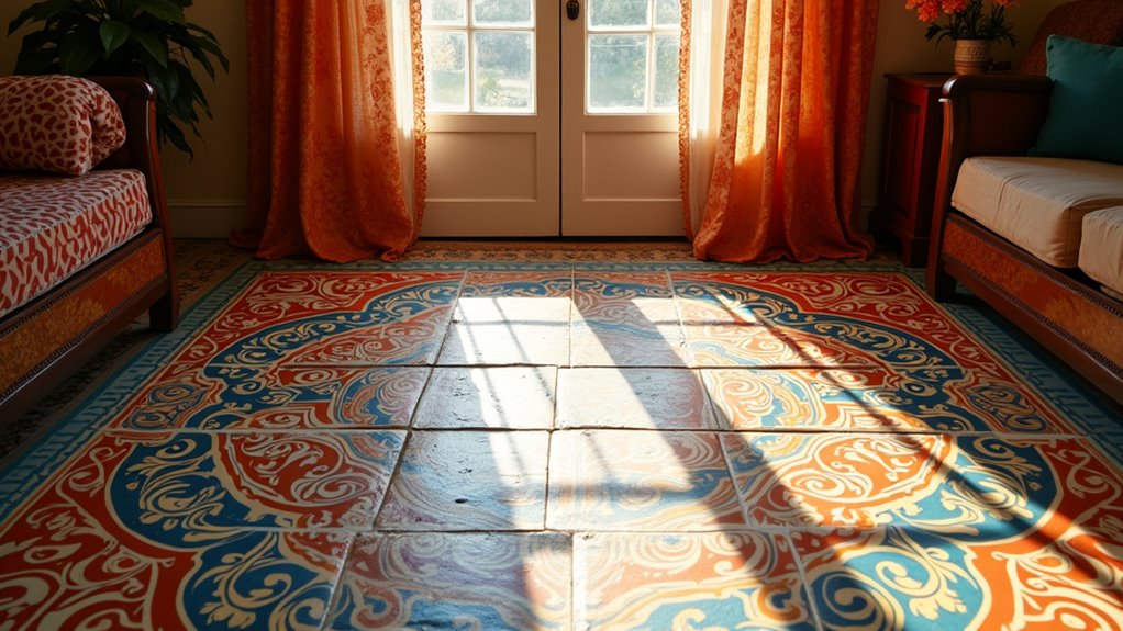 painted tile boho floors