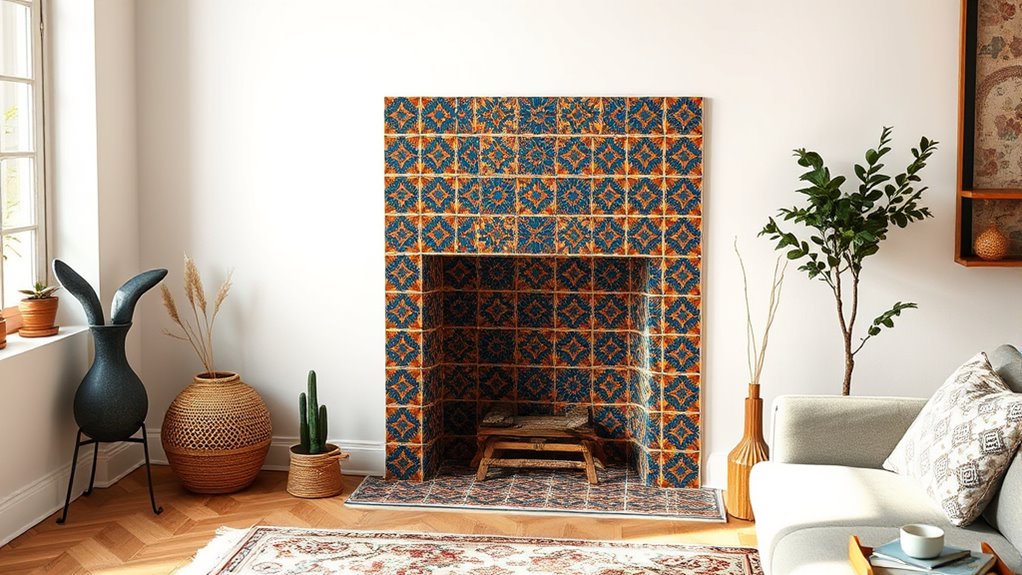 painted tile fireplace transformation