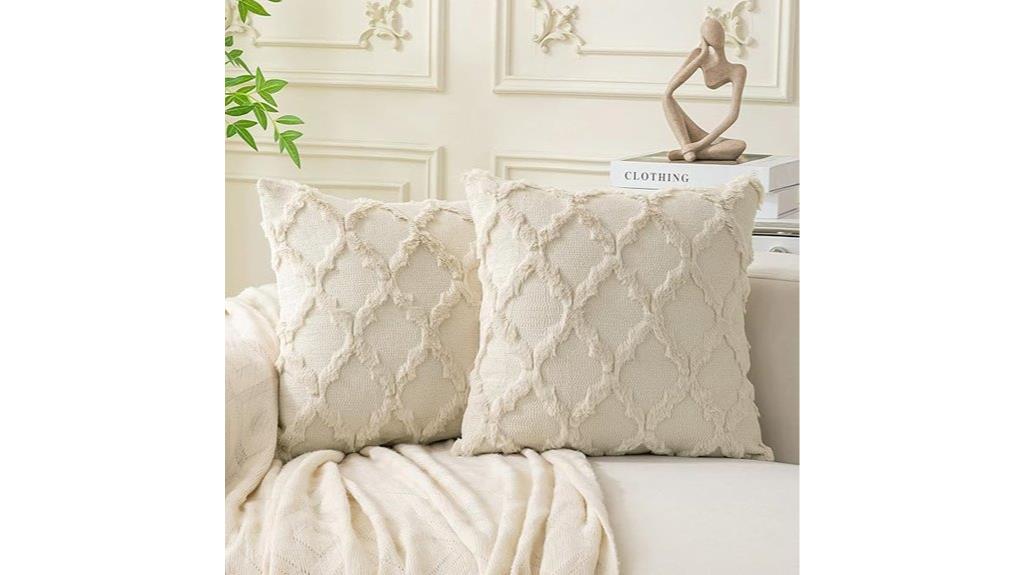 pair of beige moroccan pillows