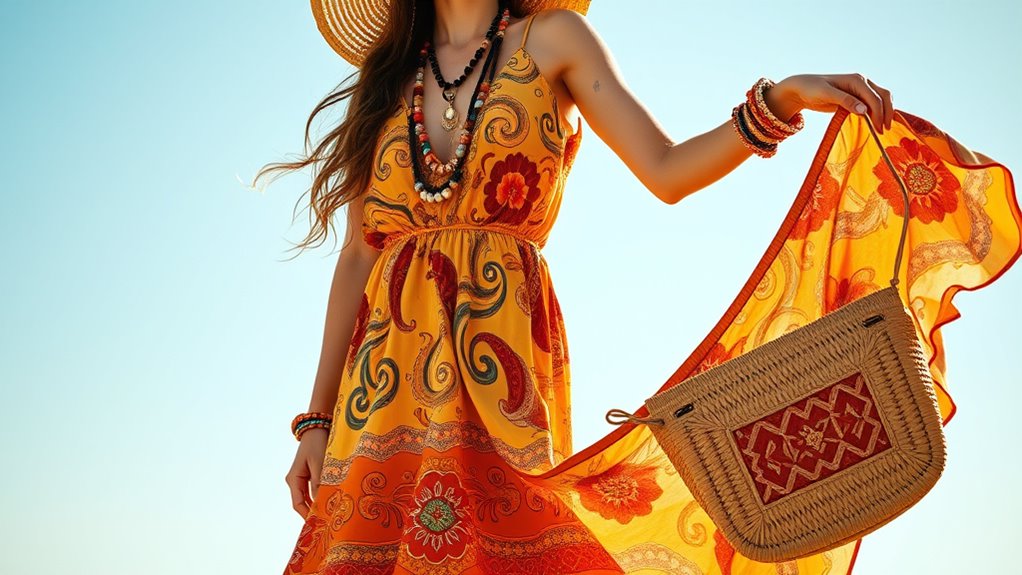 patterned accessories enhance boho style