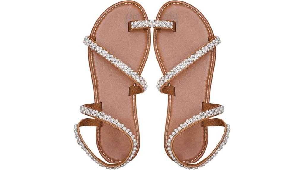 pearl strappy flat sandals