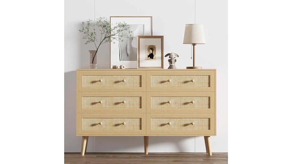 rattan 6 drawer dresser