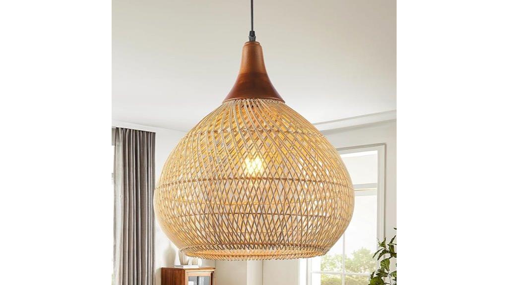 rattan and wood pendant