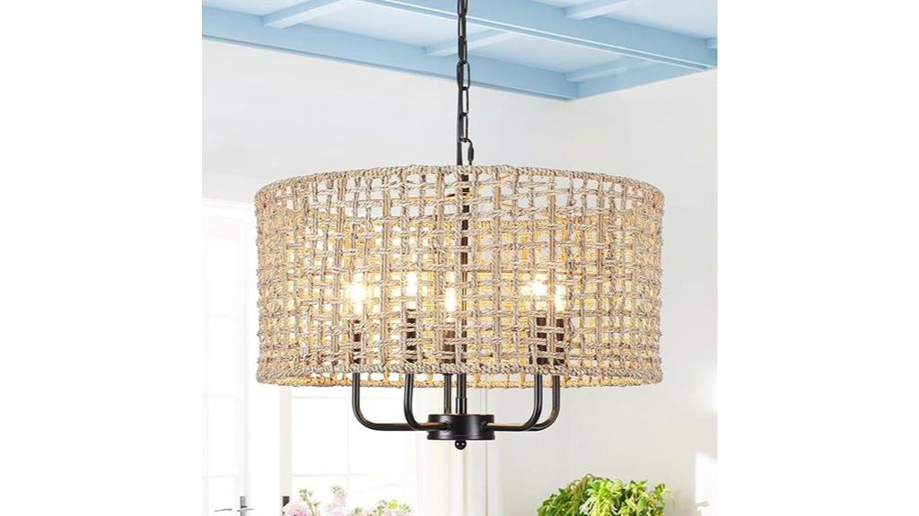 rattan farmhouse chandelier