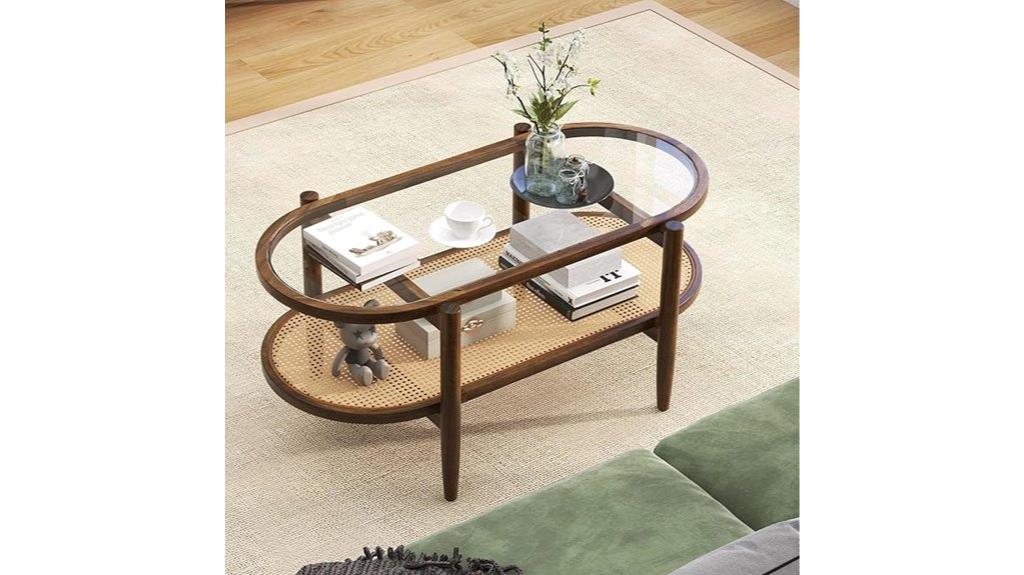 rattan glass coffee table