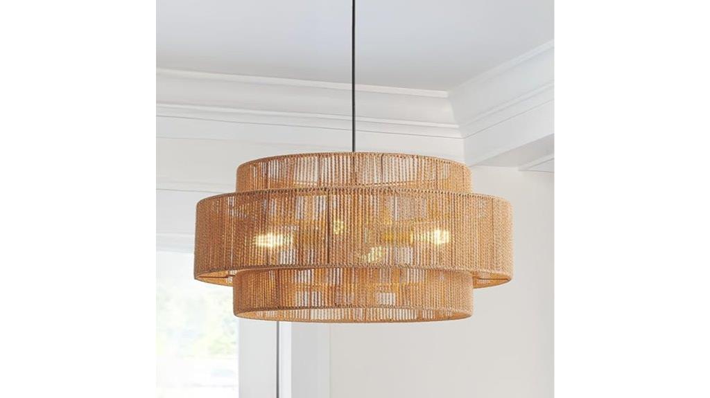 rattan hemp rope chandelier