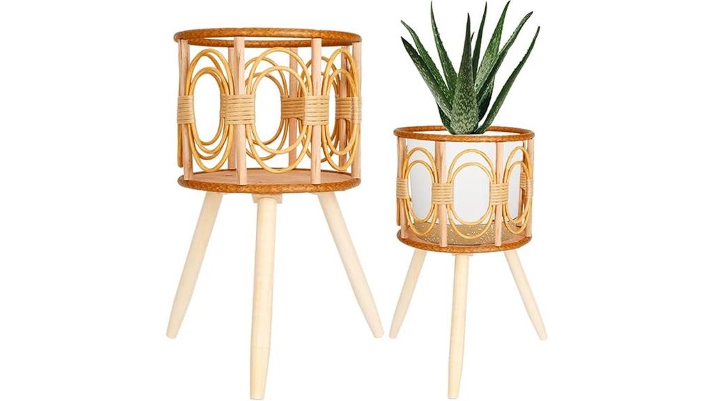 rattan indoor flower stand
