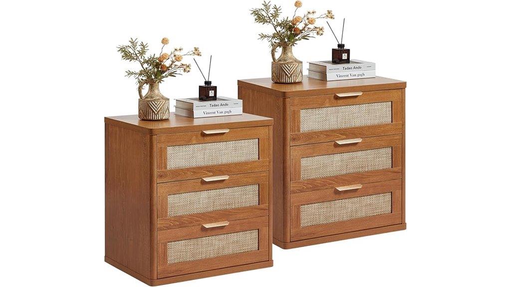 rattan night stand with drawers