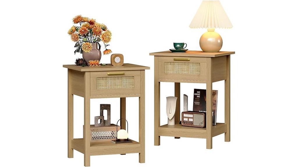 rattan nightstands with storage