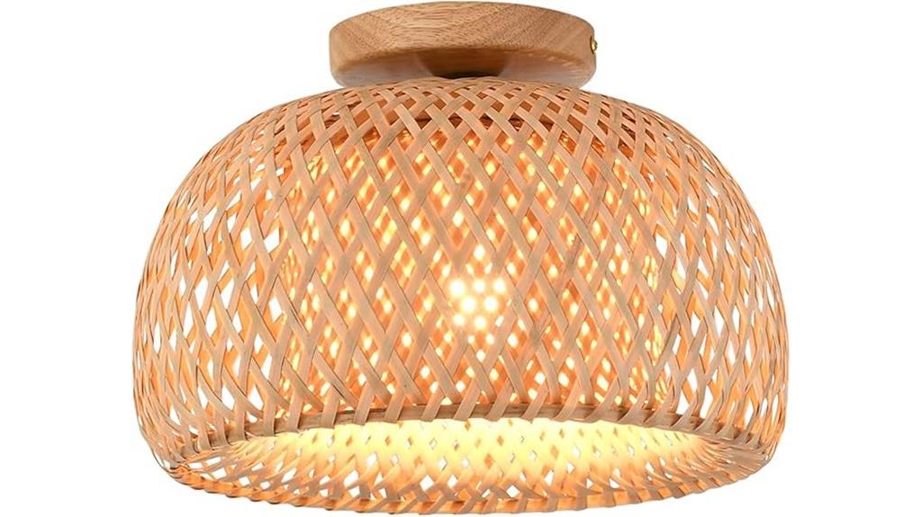 rattan semi flush ceiling light