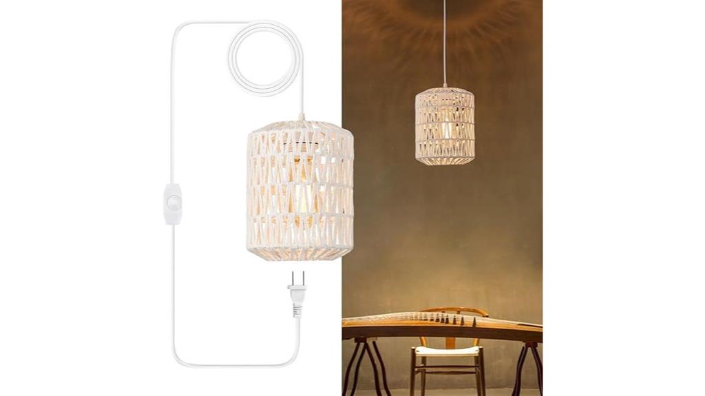 rattan shade dimmable pendant