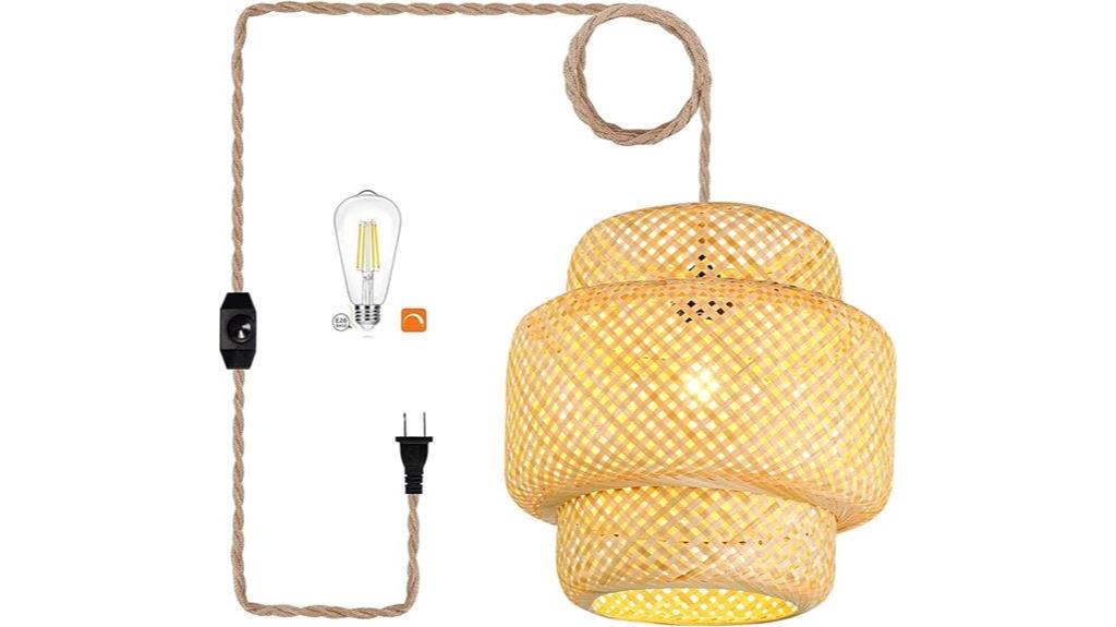 rattan shade pendant light