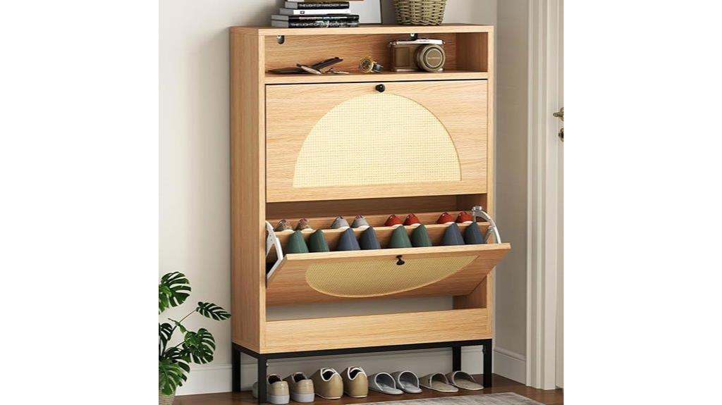 rattan shoe cabinet features