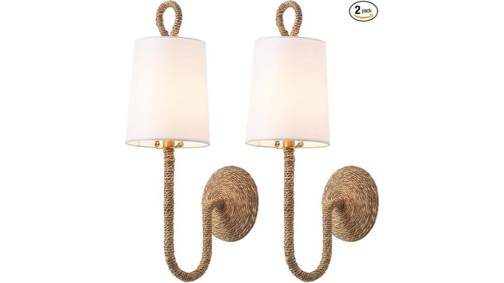 rattan wall sconce set