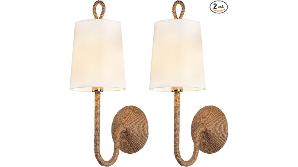 rattan wall sconce set