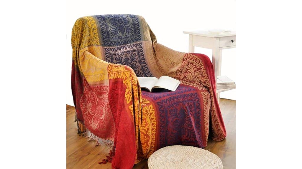 red boho tassel blanket