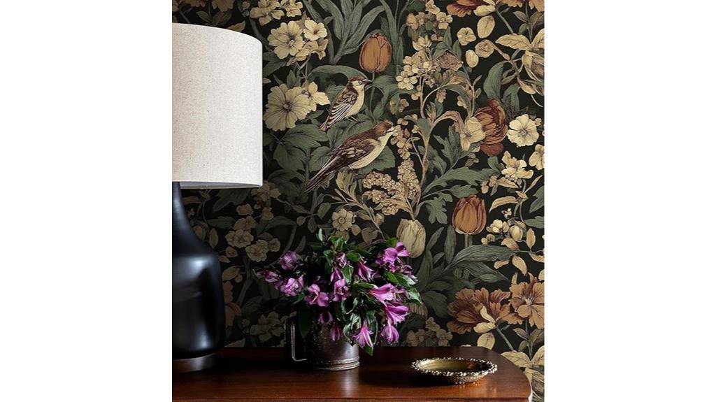 retro floral bird wallpaper