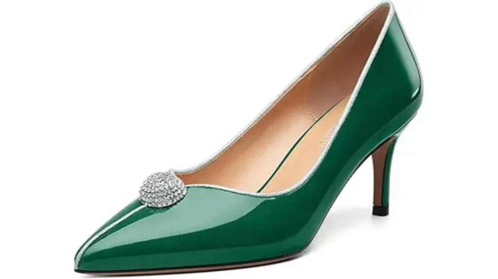 rhinestone kitten heel pumps
