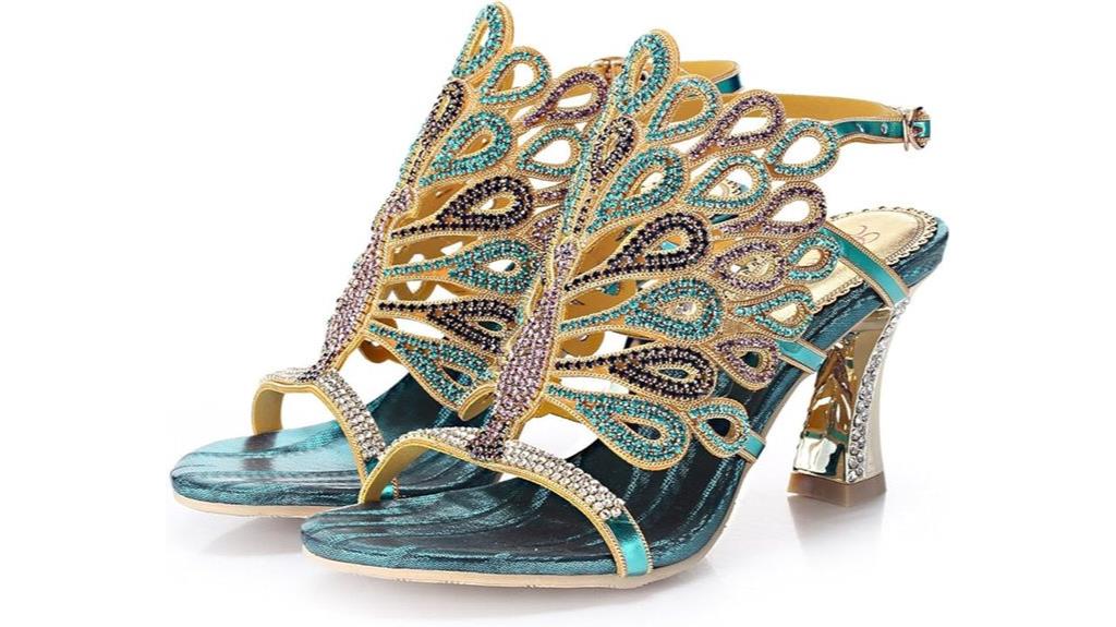 rhinestone peacock patterned sandals