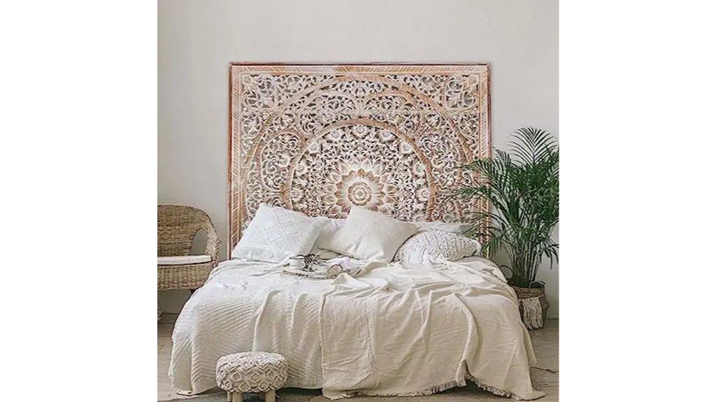 rustic carved queen headboard