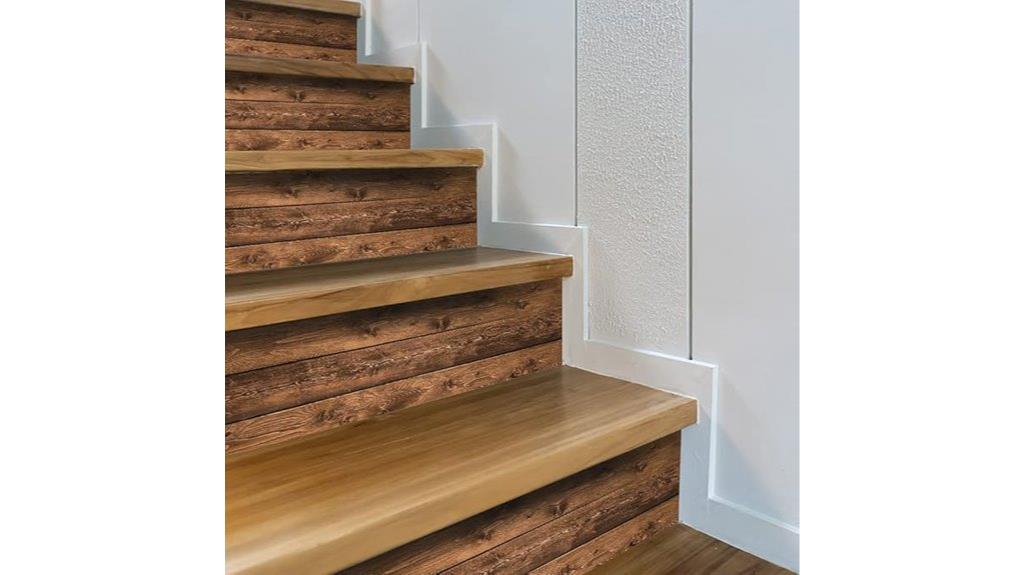 rustic faux wood stair stickers