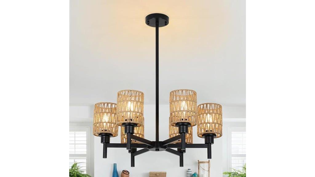 rustic rattan dining chandelier