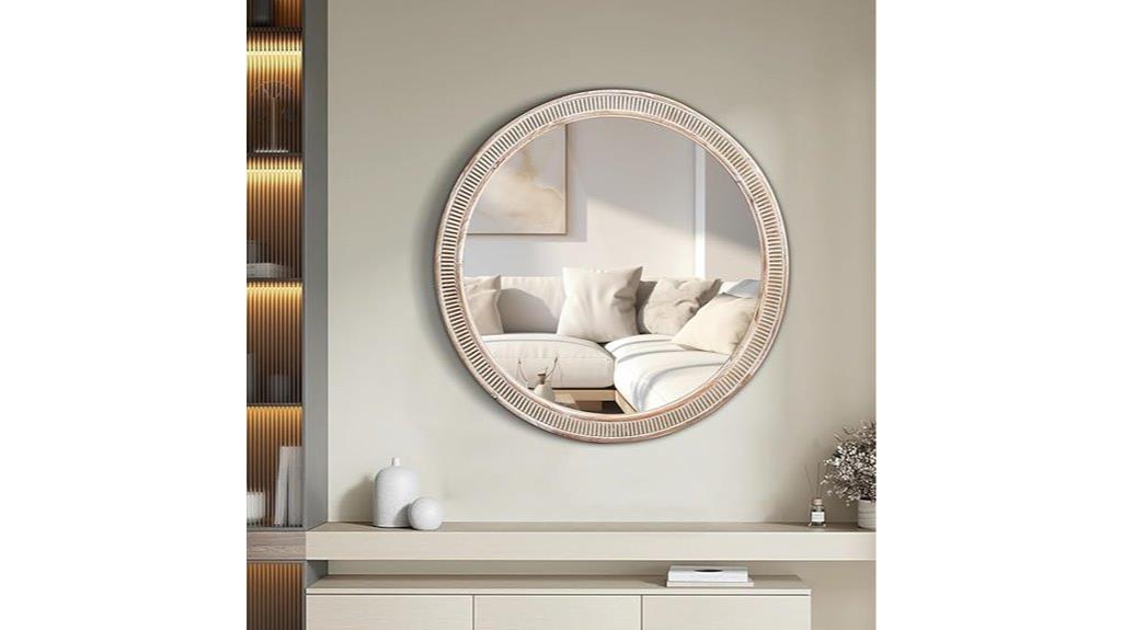 rustic round wall mirror