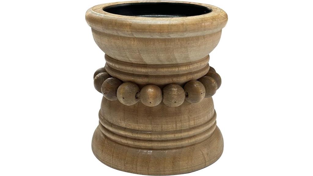 rustic wood pillar holder
