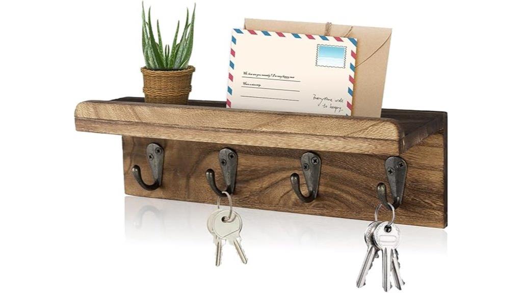 rustic wooden hook rack