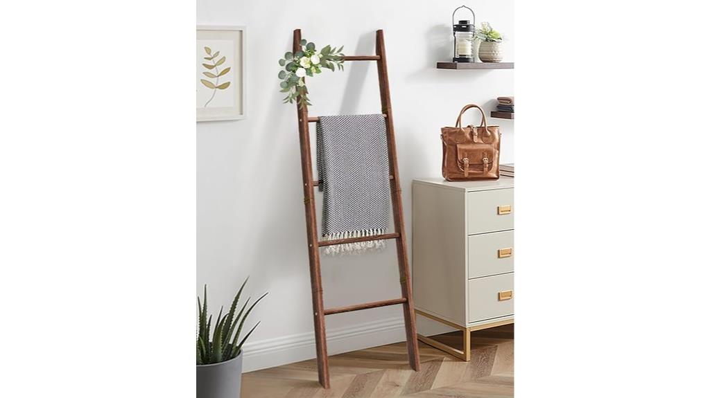 rustic wooden ladder shelf