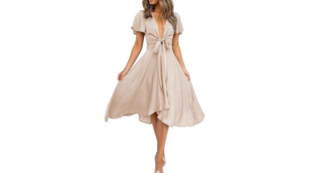 satin v neck ruffle